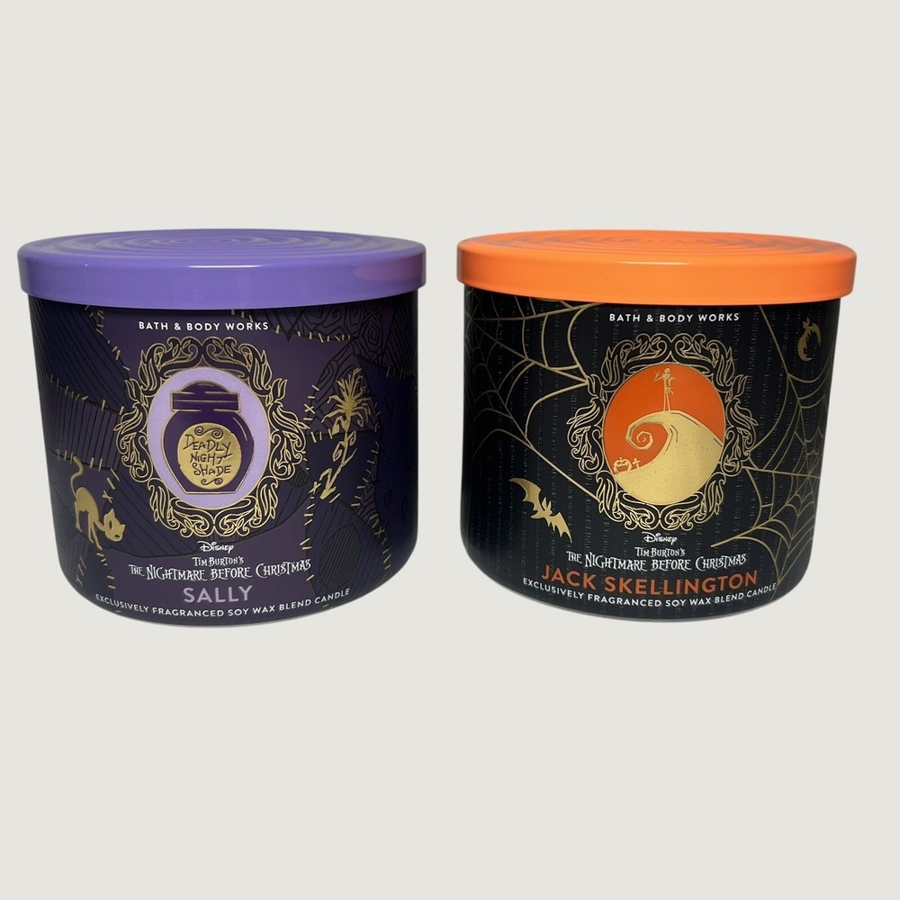 Bath & Body Works Nightmare Before Christmas Jack & Sally 3 Wick Candle Set